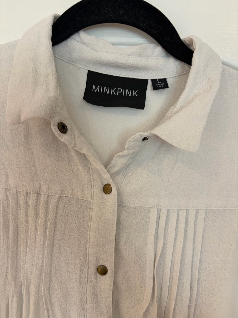 MINKPINK White to Blue Ombre Sleeveless Button-Front Gauzy Tunic Dress - Large - Picture 4 of 8